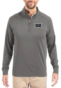 Cutter and Buck Big 12 Mens Graphite Adapt Eco Knit Long Sleeve Qtr Zip Pullover