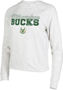 Concepts Sport Milwaukee Bucks Womens Oatmeal Mainstream Crew Sweatshirt