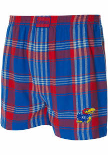 Concepts Sport Kansas Jayhawks Mens Blue Region Plaid Boxer Shorts