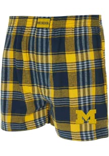 Concepts Sport Michigan Wolverines Mens Navy Blue Region Plaid Boxer Shorts
