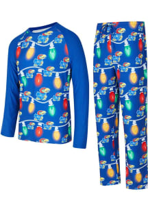 Concepts Sport Kansas Jayhawks Mens Blue Christmas Light Sleep Pants