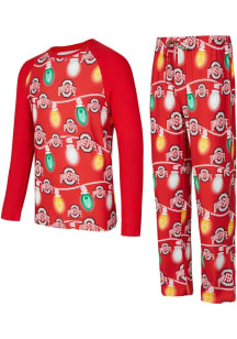 Concepts Sport Ohio State Buckeyes Mens Red Christmas Light Sleep Pants