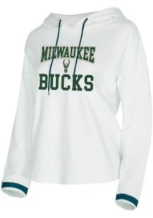 Concepts Sport Milwaukee Bucks Womens White Borough Hooded Sweatshirt