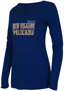 Concepts Sport New Orleans Pelicans Womens Navy Blue Marathon LS Tee