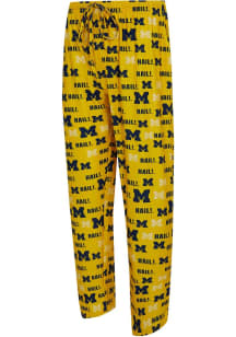 Concepts Sport Michigan Wolverines Mens Yellow All Over Print Sleep Pants