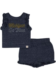 Colosseum Michigan Wolverines Infant Girls Navy Blue Nostalgia Set Top and Bottom