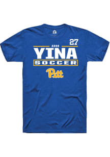 Adoo Yina Pitt Panthers Blue NIL Stacked Box Short Sleeve Player T Shirt