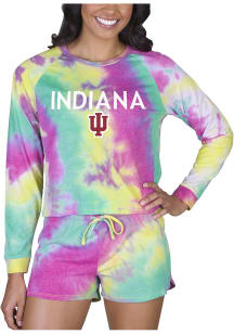 Concepts Sport Indiana Hoosiers Womens Pink Tie Dye Long Sleeve PJ Set