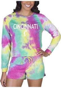 Concepts Sport Cincinnati Bearcats Womens Pink Tie Dye Long Sleeve PJ Set