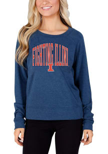Concepts Sport Illinois Fighting Illini Womens Navy Blue Mainstream Crew Sweatshirt