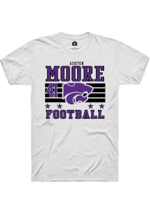 Ashton Moore K-State Wildcats White Football NIL Striped Short Sleeve Player T Shirt