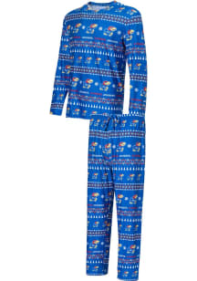 Concepts Sport Kansas Jayhawks Mens Blue Flurry Matching Set Sleep Pants