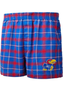 Concepts Sport Kansas Jayhawks Mens Blue Ledger Plaid Boxer Shorts
