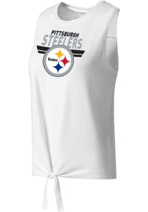 Concepts Sport Pittsburgh Steelers Womens White Tie Front Tank Top