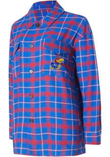Concepts Sport Kansas Jayhawks Womens Blue Boyfriend Loungewear Sleep Shirt