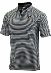Columbia Purdue Boilermakers Mens Black Heat Seal Golden Hills Short Sleeve Polo