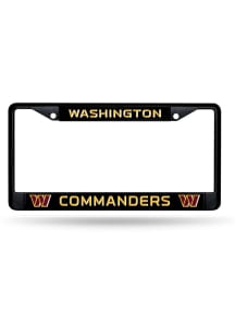 Washington Commanders Black Chrome Design Graphic License Plate Frame - Black