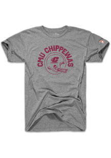 The Mitten State Central Michigan Chippewas Grey Football Helmet Short Sleeve Fashion T Shirt