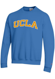 Champion UCLA Bruins Mens Light Blue team applique on front chest Long Sleeve Crew Sweatshirt