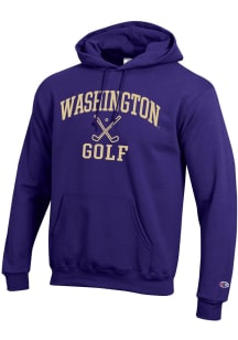 Champion Washington Huskies Mens Purple Golf Icon Powerblend Long Sleeve Hoodie