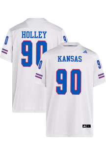 Adrian Holley  Adidas Kansas Jayhawks White NIL Name And Number Football Jersey