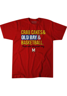 BreakingT Maryland Terrapins Red Crab Cakes And Old Bay Basketball Stack Short Sleeve Fashion T Sh..