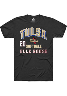Elle Rouse Tulsa Golden Hurricane Black NIL Arch Logo Short Sleeve Player T Shirt