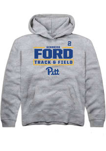 Kendrick Ford Rally Pitt Panthers Youth NIL Stacked Box Long Sleeve Player Hoodie Grey