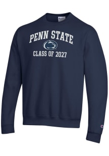 Champion Penn State Nittany Lions Mens Navy Blue Font Class of 2027 Powerblend Long Sleeve Crew Sw..