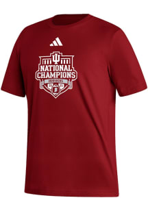 Adidas Indiana Hoosiers Red 2025 College Football National Champions Official Team Logo Short Slee..