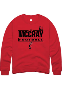 CJ McCray Cincinnati Bearcats Mens Red Football NIL Stacked Box Player Crew