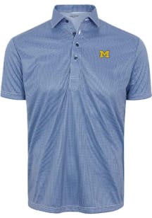 Michigan Wolverines Mens Navy Blue Semi Spread houndstooth Short Sleeve Polo