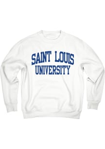 Blue 84 Saint Louis Billikens Mens White Twill Arch Name Long Sleeve Crew Sweatshirt