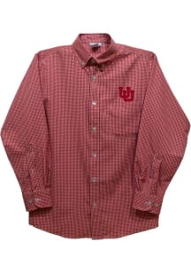 Vive La Fete Utah Utes Toddler Red Gingham Long Sleeve Polo