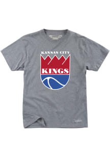Mitchell and Ness Kansas City Kings Grey Kings Badge Short Sleeve T Shirt