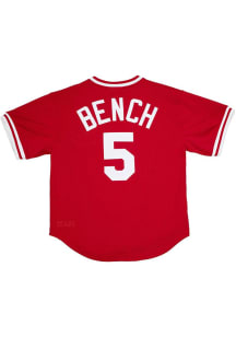 Johnny Bench Cincinnati Reds Mitchell and Ness 1983 Authentic Batting Practice Cooperstown Jersey..