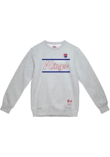 Mitchell and Ness Kansas City Kings Mens Grey Coaches Script Fleece Long Sleeve Fashion Sweatshirt