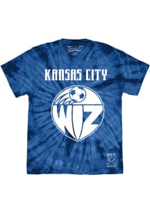 Mitchell and Ness Sporting Kansas City Blue KC Wiz Tie Dye Word and Logo Short Sleeve Fashion T Sh..