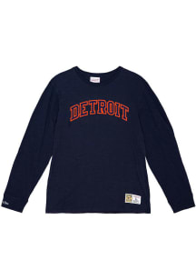 Mitchell and Ness Detroit Tigers Navy Blue Legendary Slub Long Sleeve Fashion T Shirt