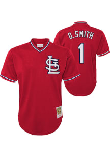 Ozzie Smith  Mitchell and Ness St Louis Cardinals Youth Red Batting Practice Jersey