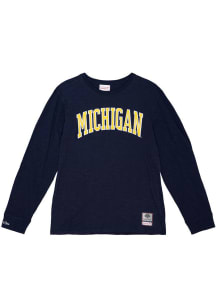 Mitchell and Ness Michigan Wolverines Blue Legendary Slub Long Sleeve Fashion T Shirt