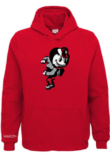 Brutus Buckeye  Mitchell and Ness Ohio State Buckeyes Youth Red Retro Mascot Long Sleeve Hoodie