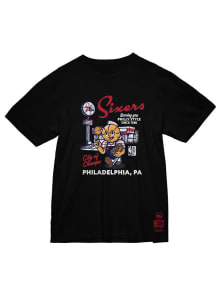 Mitchell and Ness Philadelphia 76ers Black Philly Style Short Sleeve T Shirt