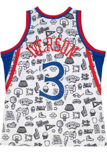 Allen Iverson  Mitchell and Ness Philadelphia 76ers White Doodle Throwback Basketball Jersey
