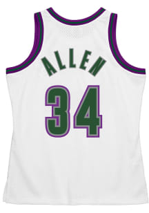 Ray Allen  Mitchell and Ness Milwaukee Bucks White 96-97 Swingman Throwback Basketball Jersey
