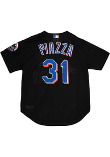 Mike Piazza New York Mets Mitchell and Ness Batting Practice Button Front Cooperstown Jersey - Bla..