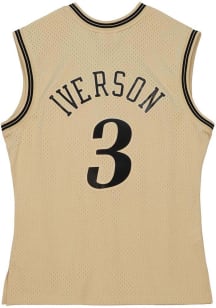 Allen Iverson  Mitchell and Ness Philadelphia 76ers Tan Khaki HWC Throwback Basketball Jersey