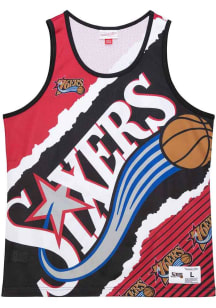 Mitchell and Ness Philadelphia 76ers Mens Black Jumbotron 2.0 Short Sleeve Tank Top