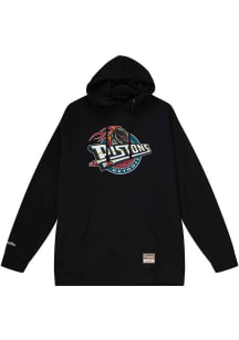 Mitchell and Ness Detroit Pistons Mens Black LOGO RELOAD HOODY Long Sleeve Hoodie