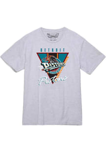 Mitchell and Ness Detroit Pistons Grey FINAL SECONDS Short Sleeve T Shirt